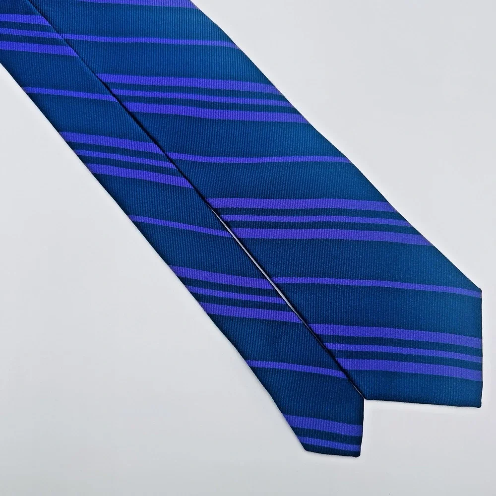 Burma Bibas Silk REPP Tie Men Purple Stripe 59x3 NWT